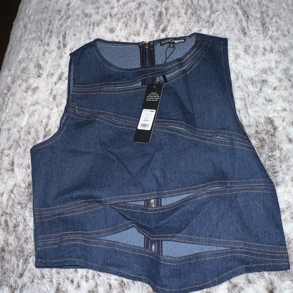 Fashion Nova Blue Denim Tank Top - Picture 1 of 3